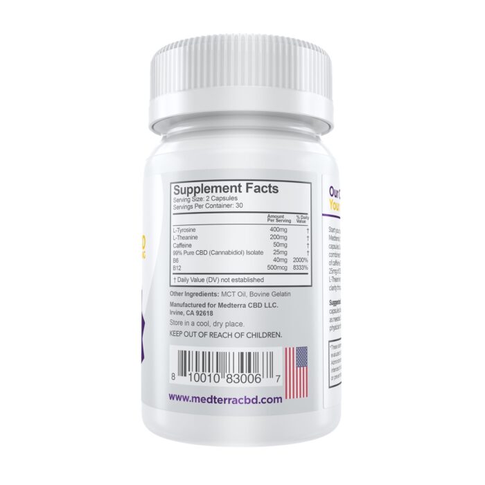 Medterra CBD Supplement Nutritional facts capsules good morning