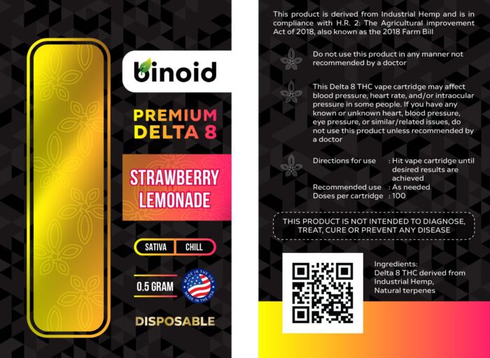 Delta 8 THC Vape Cartridge - Strawberry Lemonade