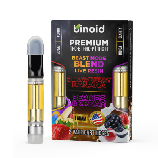 Live Resin Beast Mode Blend Vape Cart HHCP THCB THCH Indica Cartridge Strawberry Banana Berries Cream Dragon Buy online where to best place near me 1 gram how to 2 Pack Combo